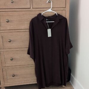 COS Burgundy Oversized Shirt Dress NWT